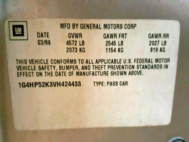 1G4HP52K3VH424433 - 1997 BUICK LESABRE CU BEIGE photo 10