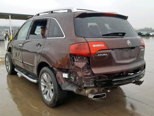 2HNYD2H76BH534424 - 2011 ACURA MDX ADVANC BROWN photo 3