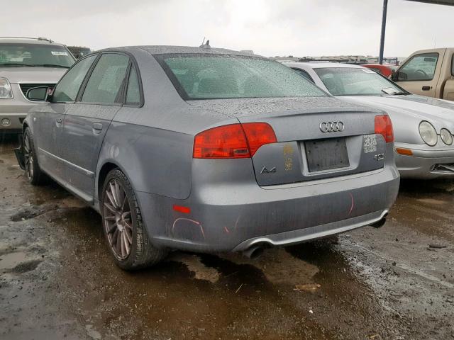 WAUEF78E07A113512 - 2007 AUDI A4 S-LINE GRAY photo 3