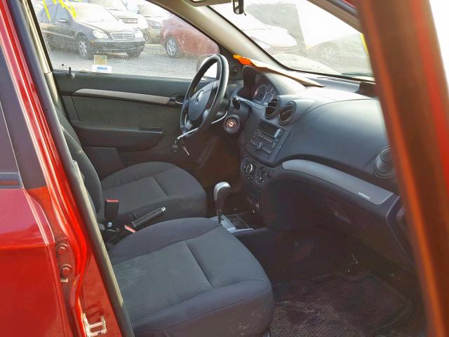 KL1TD56E39B354847 - 2009 CHEVROLET AVEO LS RED photo 5