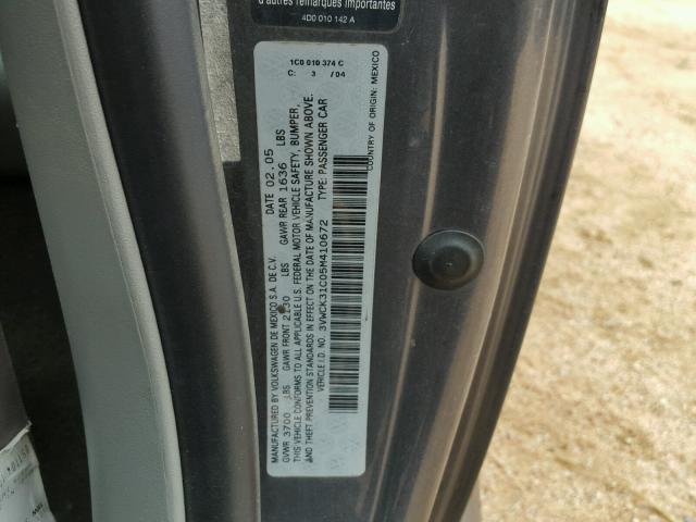 3VWCK31C05M410672 - 2005 VOLKSWAGEN NEW BEETLE Grau Foto 10