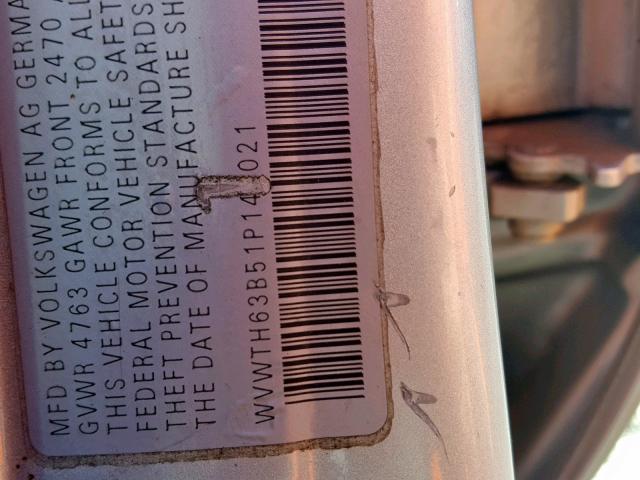 WVWTH63B51P142021 - 2001 VOLKSWAGEN PASSAT GLX 银色 照片 10