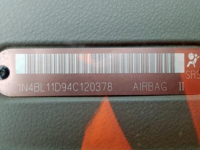 1N4BL11D94C120378 - 2004 NISSAN ALTIMA SE GOLD photo 10