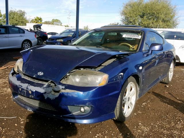 KMHHN65F66U226822 - 2006 HYUNDAI TIBURON GT BLUE photo 2