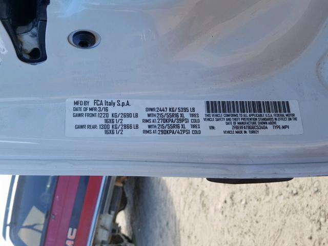 ZFBERFAT9G6C53404 - 2016 RAM PROMASTER 白色 照片 10