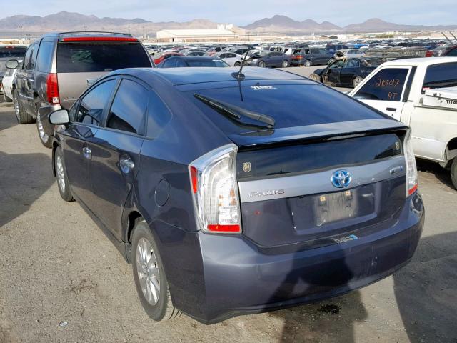 JTDKN3DP5C3022310 - 2012 TOYOTA PRIUS PLUG GRAY photo 3