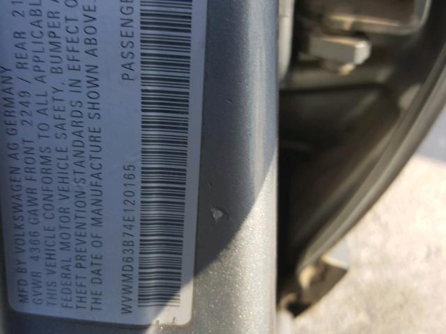 WVWMD63B74E120165 - 2004 VOLKSWAGEN PASSAT GL GRAY photo 10