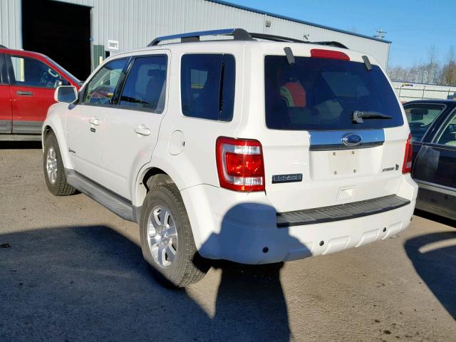 1FMCU49369KA30316 - 2009 FORD ESCAPE HYB WHITE photo 3