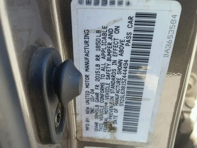 5Y2SL63815Z444494 - 2005 PONTIAC VIBE GRAY photo 10