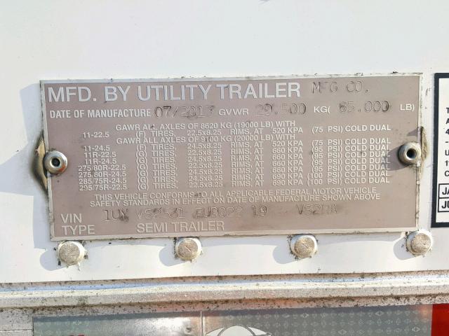 1UYVS2531EU902219 - 2014 UTILITY TRAILER WHITE photo 10