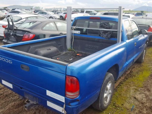 1B7GL22XXWS586666 - 1998 DODGE DAKOTA BLUE photo 4