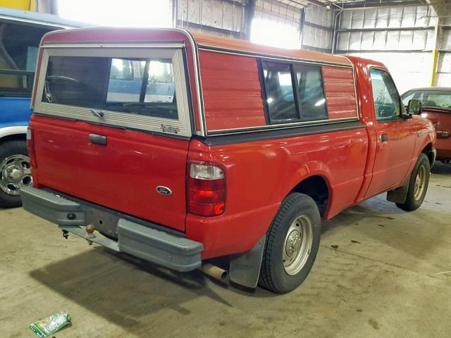 1FTYR10D71PB62668 - 2001 FORD RANGER RED photo 4