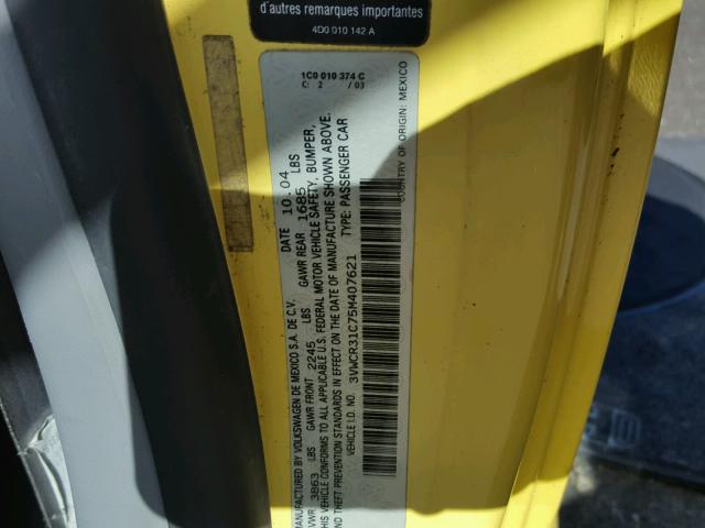 3VWCR31C75M407621 - 2005 VOLKSWAGEN NEW BEETLE Gelb Foto 10
