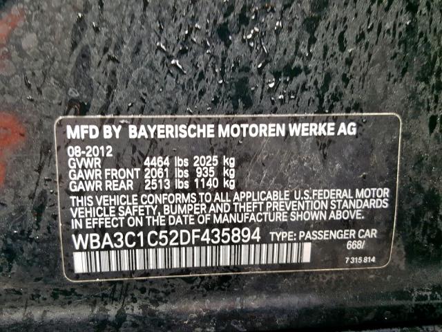 WBA3C1C52DF435894 - 2013 BMW 328 I SULE BLACK photo 10