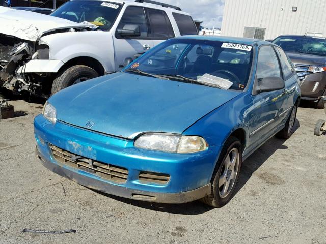 2HGEH2458NH500802 - 1992 HONDA CIVIC DX TEAL photo 2