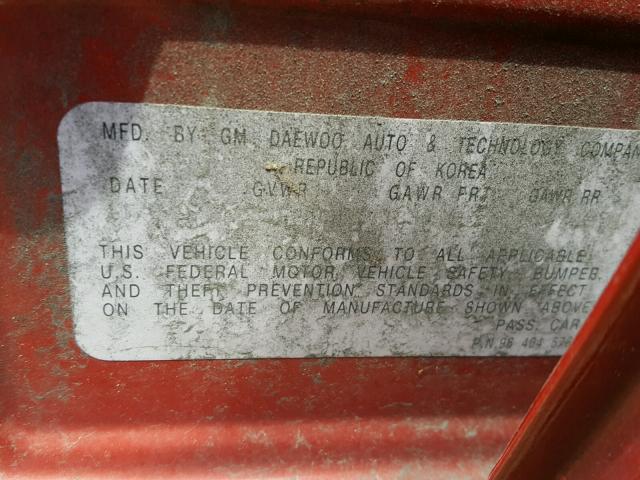 KL1TD52665B347285 - 2005 CHEVROLET AVEO BASE Қызыл фото 10