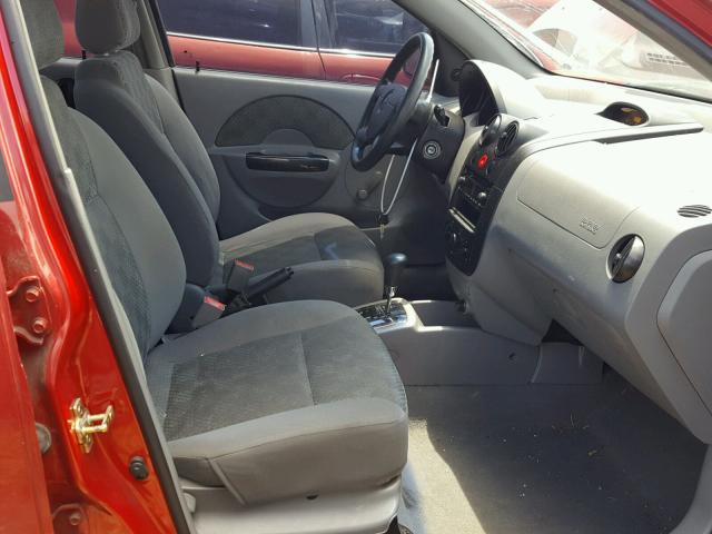 KL1TD52665B347285 - 2005 CHEVROLET AVEO BASE Қызыл фото 5