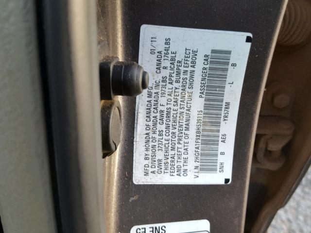 2HGFA1F9XBH539115 - 2011 HONDA CIVIC EXL 棕色 照片 10