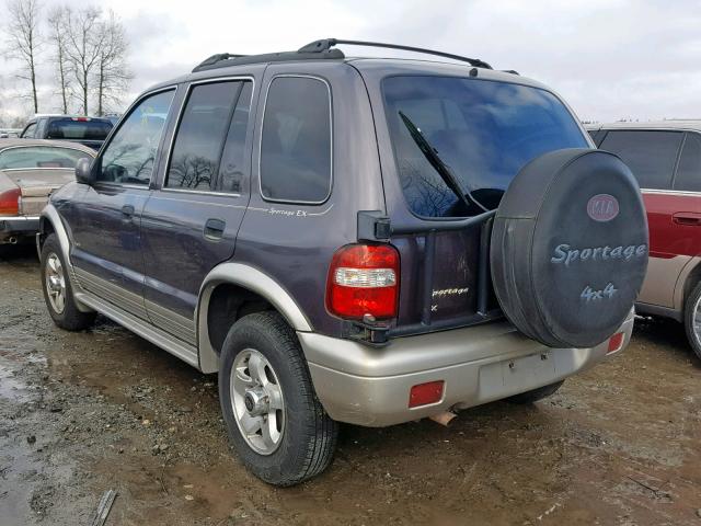 KNDJA723XY5673667 - 2000 KIA SPORTAGE PURPLE photo 3