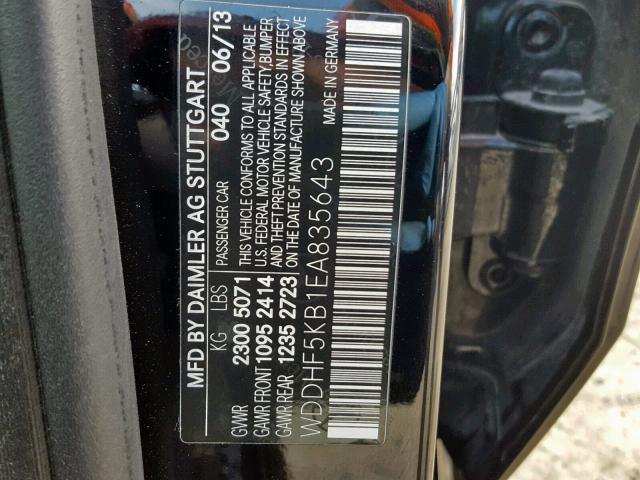 WDDHF5KB1EA835643 - 2014 MERCEDES-BENZ E 350 BLACK photo 10