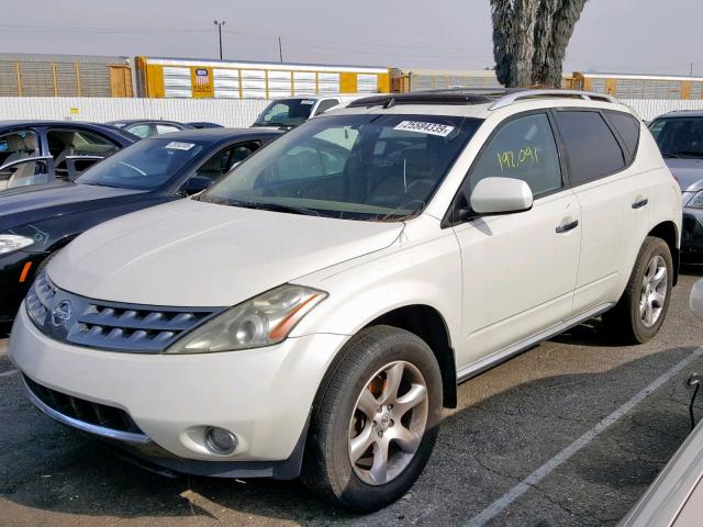 JN8AZ08W56W534561 - 2006 NISSAN MURANO SL WHITE photo 2