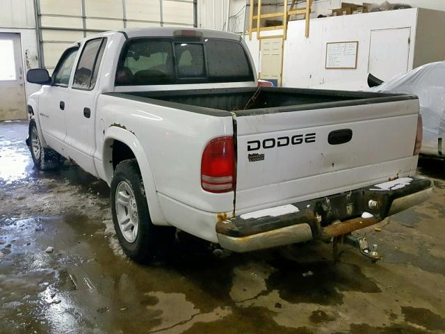 1B7HL38N32S637015 - 2002 DODGE DAKOTA QUA WHITE photo 3