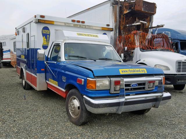 1FDKF37M3MNA31619 - 1991 FORD F350 BLUE photo 1