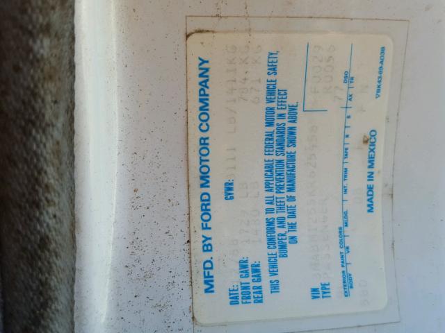 3MABM1255KR625458 - 1989 MERCURY TRACER WHITE photo 10