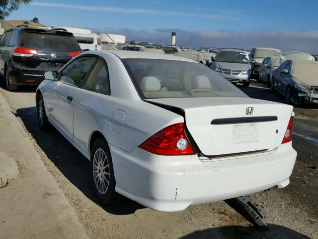 1HGEM22775L036680 - 2005 HONDA CIVIC HX WHITE photo 3