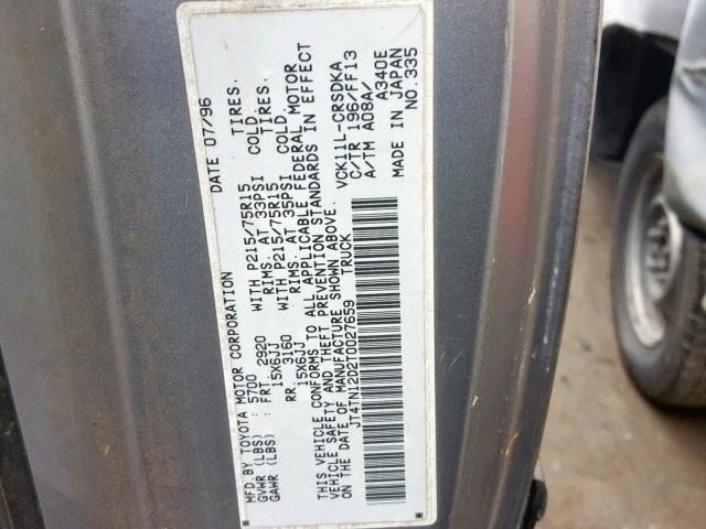 JT4TN12D2T0027659 - 1996 TOYOTA T100 XTRAC SILVER photo 10