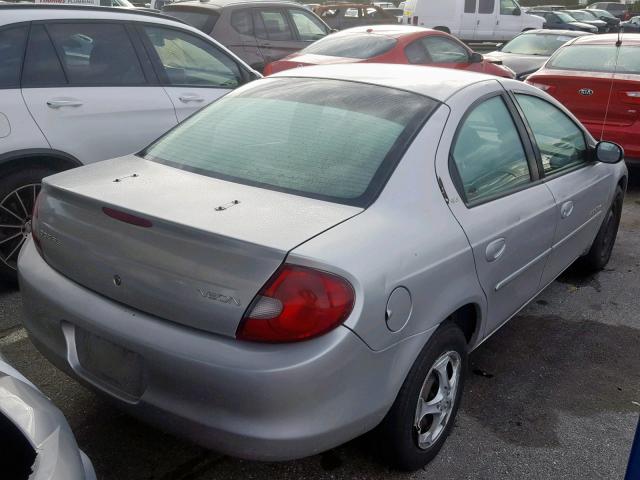 1B3ES46C51D131221 - 2001 DODGE NEON SE SILVER photo 4