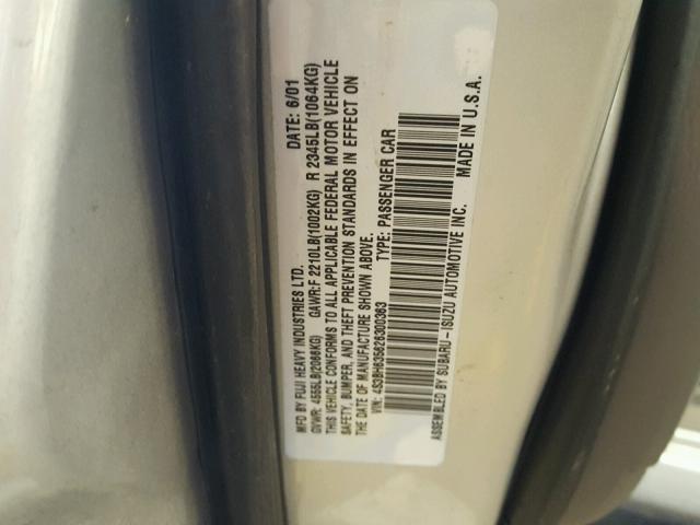 4S3BH635626300363 - 2002 SUBARU LEGACY L SILVER photo 10