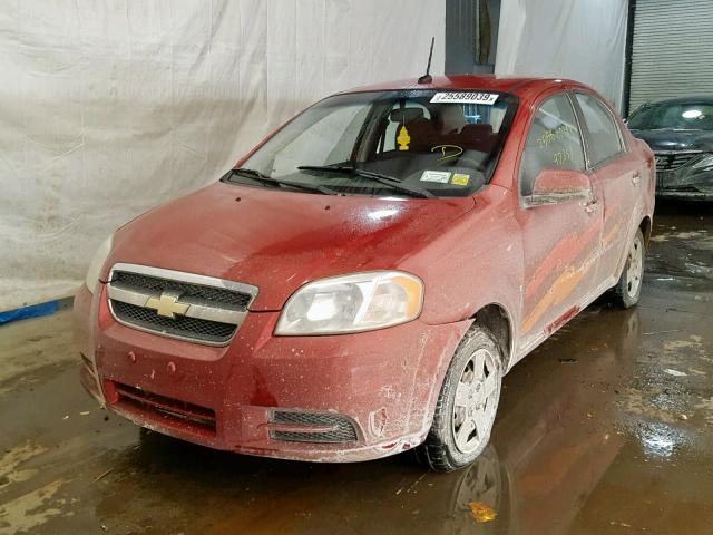 KL1TD56E09B642745 - 2009 CHEVROLET AVEO LS RED photo 2