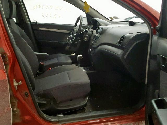 KL1TD56E09B642745 - 2009 CHEVROLET AVEO LS RED photo 5