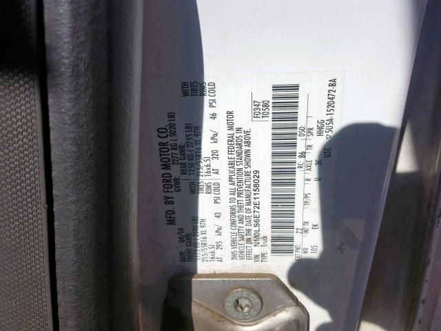 NM0LS6E72E1158029 - 2014 FORD TRANSIT CO WHITE photo 10