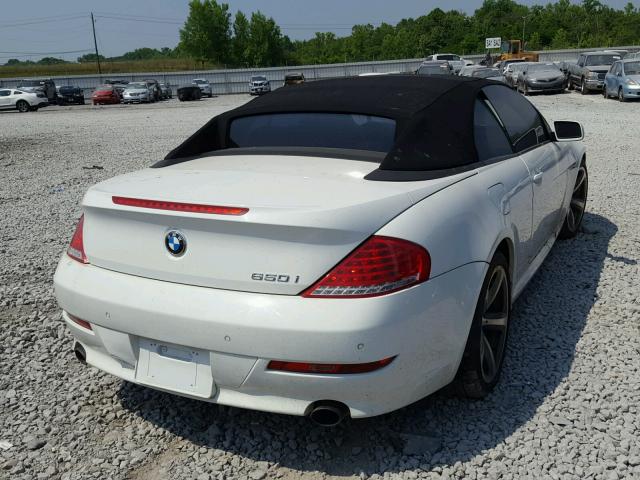 WBAEB53549CX64754 - 2009 BMW 650 I WHITE photo 4