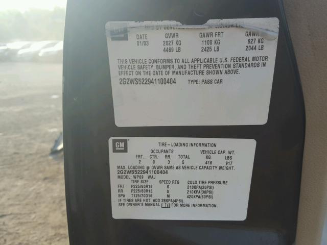 2G2WS522941100404 - 2004 PONTIAC GRAND PRIX BLACK photo 10