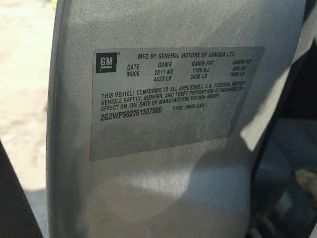 2G2WP582761307000 - 2006 PONTIAC GRAND PRIX SILVER photo 10