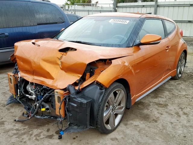 KMHTC6AE3FU237449 - 2015 HYUNDAI VELOSTER T ORANGE photo 2