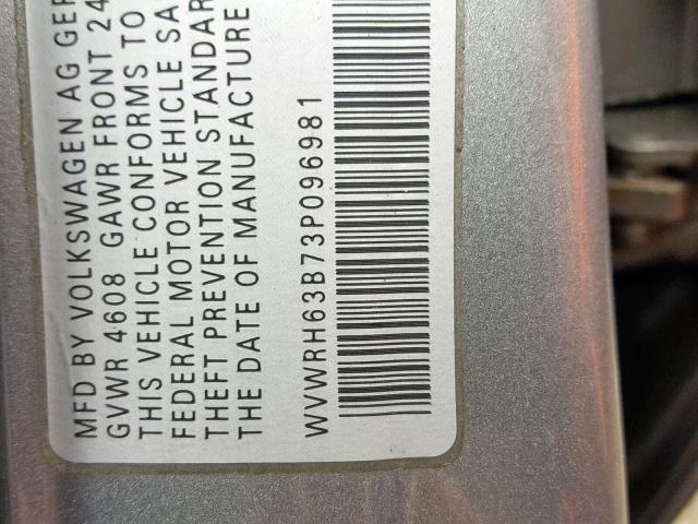 WVWRH63B73P096981 - 2003 VOLKSWAGEN PASSAT GLX 灰色 照片 10