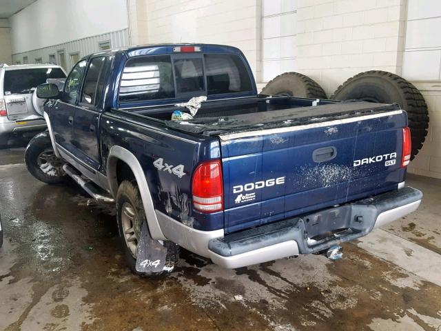 1D7HG48N04S627898 - 2004 DODGE DAKOTA QUA BLUE photo 3