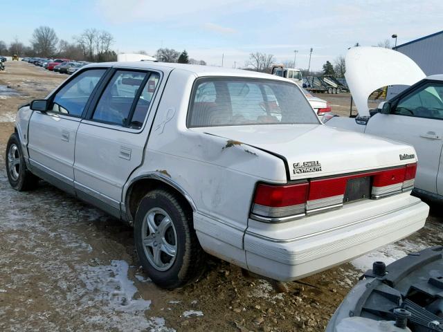 1P3XA563XMF546690 - 1991 PLYMOUTH ACCLAIM LE WHITE photo 3