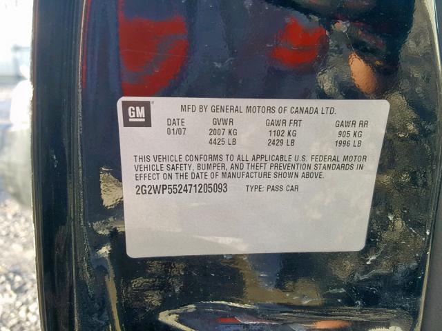 2G2WP552471205093 - 2007 PONTIAC GRAND PRIX BLACK photo 10