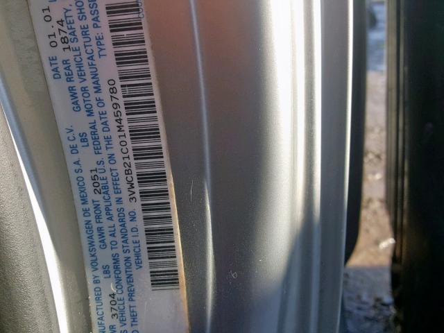 3VWCB21C01M459780 - 2001 VOLKSWAGEN NEW BEETLE Gümüş foto 10