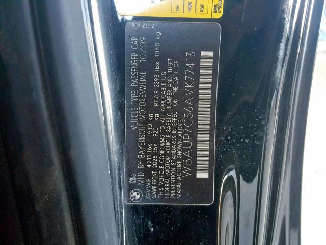 WBAUP7C56AVK77413 - 2010 BMW 128 I BLACK photo 10