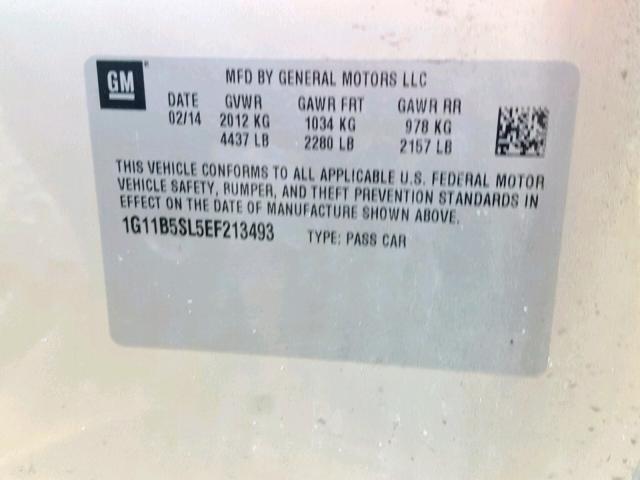 1G11B5SL5EF213493 - 2014 CHEVROLET MALIBU LS BEIGE photo 10