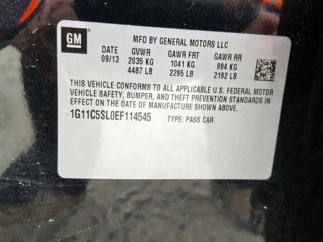 1G11C5SL0EF114545 - 2014 CHEVROLET MALIBU 1LT BLACK photo 10