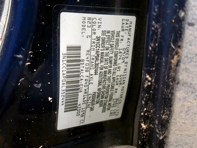 3N1CC1AP0AL352444 - 2010 NISSAN VERSA S BLUE photo 10