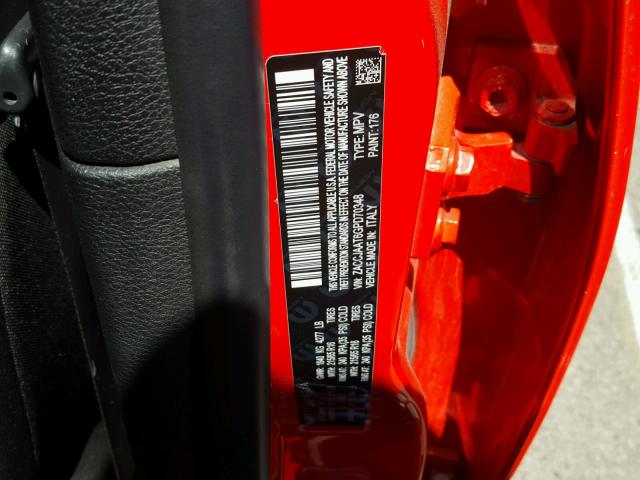 ZACCJAAT6GPD70348 - 2016 JEEP RENEGADE S RED photo 10