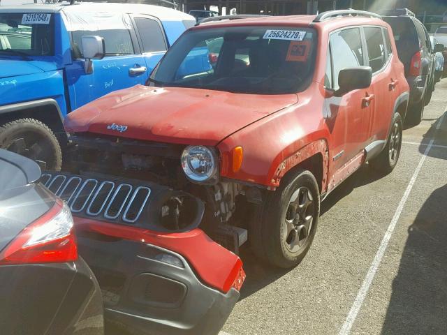 ZACCJAAT6GPD70348 - 2016 JEEP RENEGADE S RED photo 2
